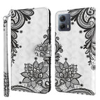 For Motorola Moto G13 / G23 / G53 / Diagonal Black Flower