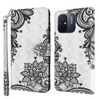 For Xiaomi Redmi 11A 4G / Diagonal Black Flower
