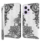 For Xiaomi Redmi Note 12 Pro 5G Global / Diagonal Black Flower
