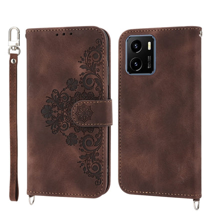 Skin-feel Flowers Embossed Wallet Leather Phone Case, For Samsung Galaxy A34, For vivo Y15s 2021, For vivo Y77 5G, For vivo Y35 4G 2022