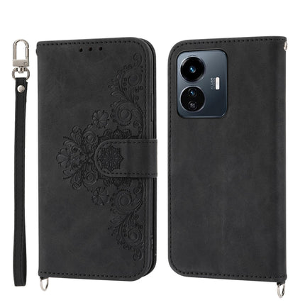 Skin-feel Flowers Embossed Wallet Leather Phone Case, For Samsung Galaxy A34, For vivo Y15s 2021, For vivo Y77 5G, For vivo Y35 4G 2022