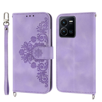 Skin-feel Flowers Embossed Wallet Leather Phone Case, For Samsung Galaxy A34, For vivo Y15s 2021, For vivo Y77 5G, For vivo Y35 4G 2022