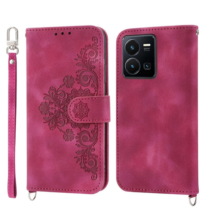 Skin-feel Flowers Embossed Wallet Leather Phone Case, For Samsung Galaxy A34, For vivo Y15s 2021, For vivo Y77 5G, For vivo Y35 4G 2022
