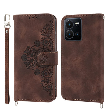 Skin-feel Flowers Embossed Wallet Leather Phone Case, For Samsung Galaxy A34, For vivo Y15s 2021, For vivo Y77 5G, For vivo Y35 4G 2022