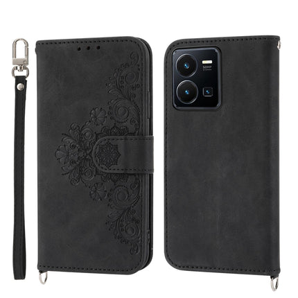 Skin-feel Flowers Embossed Wallet Leather Phone Case, For Samsung Galaxy A34, For vivo Y15s 2021, For vivo Y77 5G, For vivo Y35 4G 2022