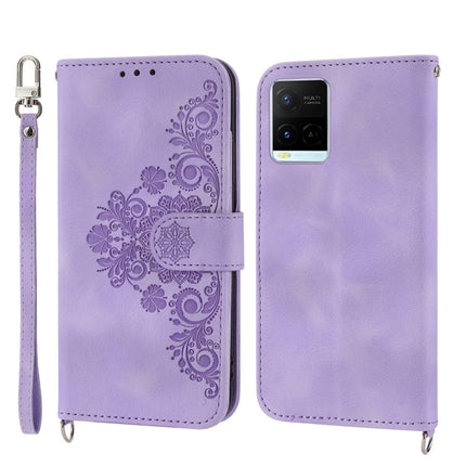 Skin-feel Flowers Embossed Wallet Leather Phone Case, For vivo V25 5G, For vivo V21 2021