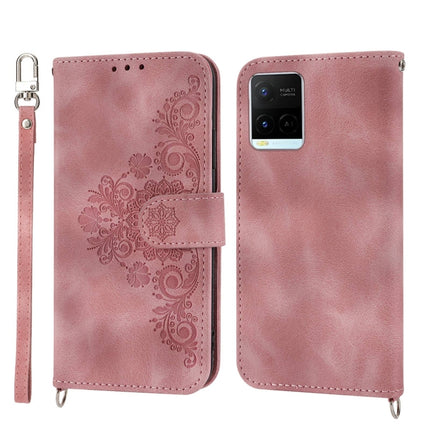Skin-feel Flowers Embossed Wallet Leather Phone Case, For vivo V25 5G, For vivo V21 2021