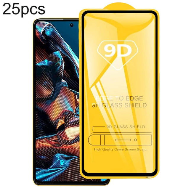 25pcs 9D Full Glue Full Screen Tempered Glass Film, For Xiaomi Poco X5 Pro (25 PCS)
