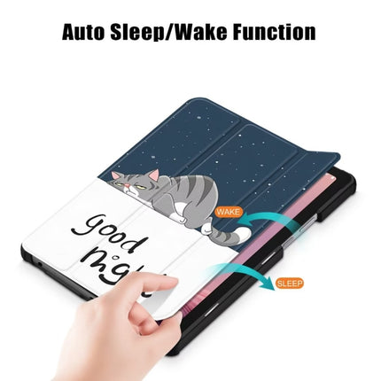 3-folding Magnetic Buckle Coloured Drawing Leather Smart Tablet Case, For Lenovo Tab M9 TB-310FU