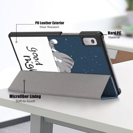 3-folding Magnetic Buckle Coloured Drawing Leather Smart Tablet Case, For Lenovo Tab M9 TB-310FU
