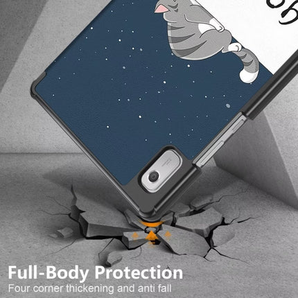 3-folding Magnetic Buckle Coloured Drawing Leather Smart Tablet Case, For Lenovo Tab M9 TB-310FU