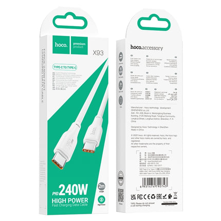 hoco X93 240W USB-C/Type-C to USB-C/Type-C Fast Charge Data Cable, 240W Type-C to Type-C