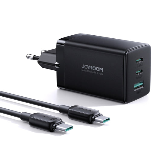 JOYROOM TCG01 GaN Ultra 65W 2 Type-C + 1 USB Fast Charger with 1.2m Type-C Cable, EU Plug, UK Plug