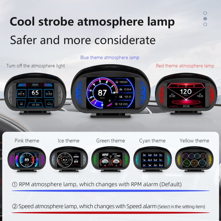 P2 3 inch Multi-function HD OBD LCD Instrument GPS Car Speed Slope Meter HUD Head-up Display, P2