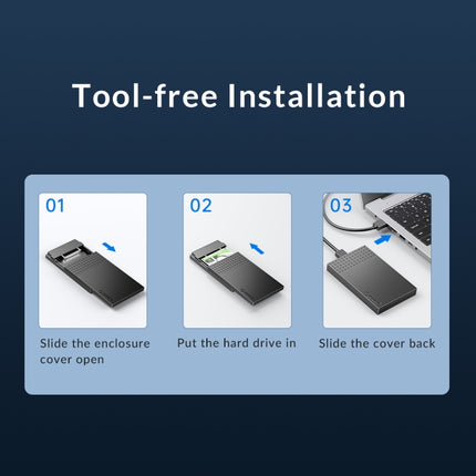 ORICO ORICO-2526C3-V1 2,5 Zoll USB 3.0 USB-A auf Typ-C Festplattengehäuse Externes Speichergehäuse, Typ-C