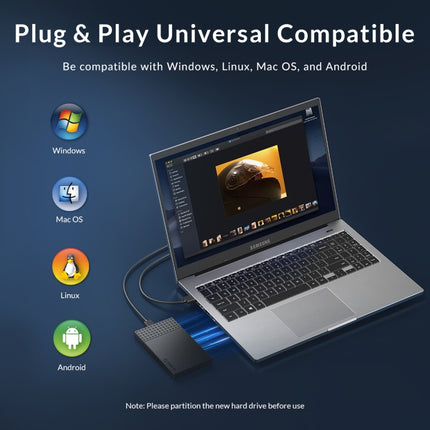 ORICO ORICO-2526C3-V1 2,5 Zoll USB 3.0 USB-A auf Typ-C Festplattengehäuse Externes Speichergehäuse, Typ-C