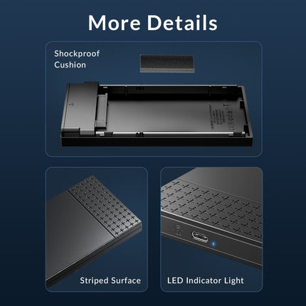 ORICO ORICO-2526C3-V1 2,5 Zoll USB 3.0 USB-A auf Typ-C Festplattengehäuse Externes Speichergehäuse, Typ-C