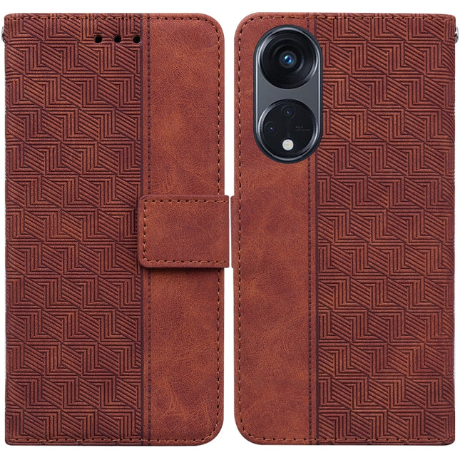 Geometric Embossed Leather Phone Case, For OPPO Reno8 T  5G / A1 Pro 5G, For Realme 10 4G, For Realme 10 Pro 5G, For Realme 10 Pro+