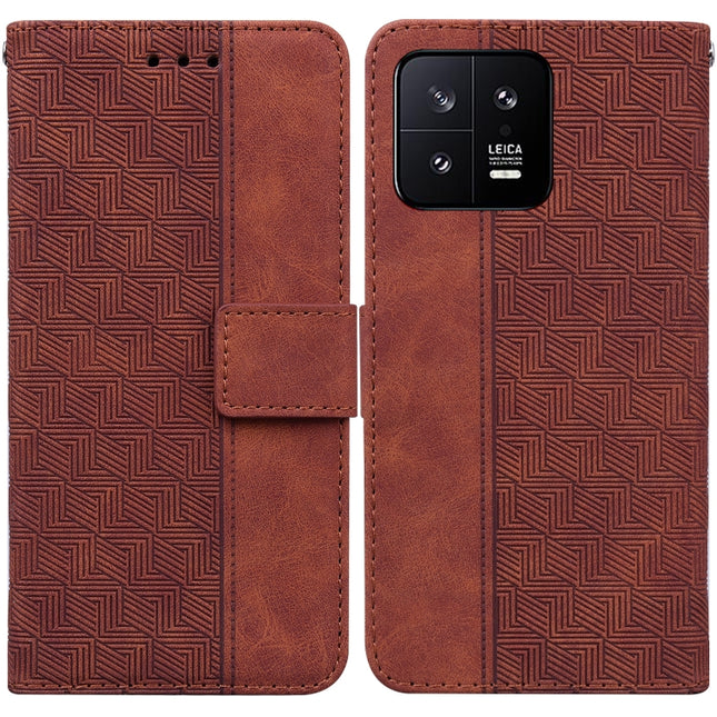 Geometric Embossed Leather Phone Case, For Xiaomi 13 5G, For Xiaomi 13 Pro, For Xiaomi Redmi Note 12 5G, For Xiaomi Redmi Note 12 Pro 5G