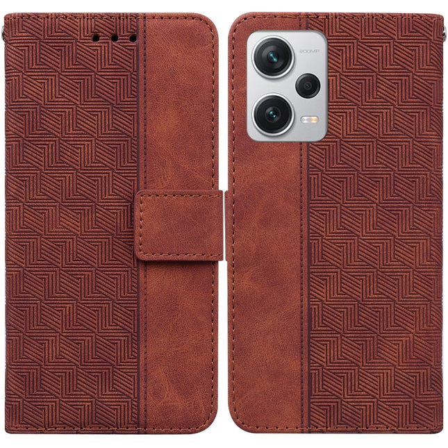 Geometric Embossed Leather Phone Case, For Xiaomi Redmi Note 12 Pro+