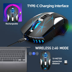 HXSJ T300 7 Keys 2400DPI 2.4G Colorful Luminous Wireless Mouse, T300 Black, T300 White