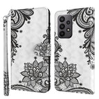 For Samsung Galaxy A24 / Diagonal Black Flower