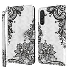 For Samsung Galaxy A34 5G / Diagonal Black Flower