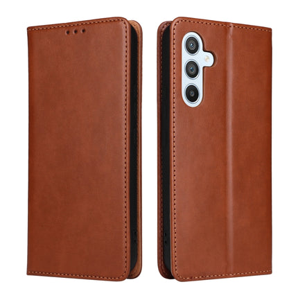 Fierre Shann PU Genuine Leather Texture Leather Phone Case, For Samsung Galaxy A54 5G