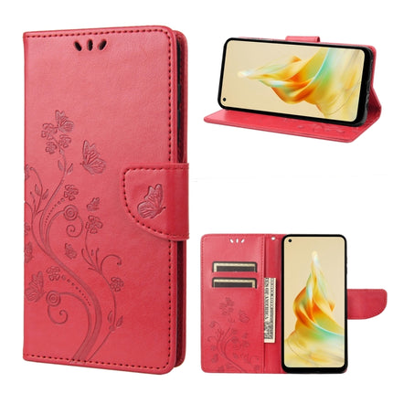 Butterfly Flower Pattern Leather Phone Case, For OPPO Reno8 T 4G, For Xiaomi Redmi Note 12 5G Global / Poco X5 5G, For Xiaomi Redmi Note 12 Pro 5G Global