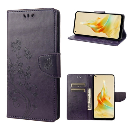 Butterfly Flower Pattern Leather Phone Case, For OPPO Reno8 T 4G, For Xiaomi Redmi Note 12 5G Global / Poco X5 5G, For Xiaomi Redmi Note 12 Pro 5G Global