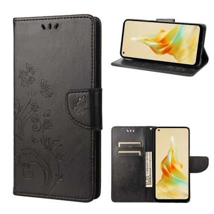 Butterfly Flower Pattern Leather Phone Case, For OPPO Reno8 T 4G, For Xiaomi Redmi Note 12 5G Global / Poco X5 5G, For Xiaomi Redmi Note 12 Pro 5G Global
