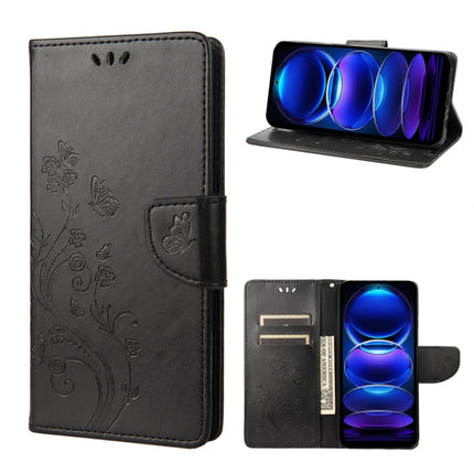 Butterfly Flower Pattern Leather Phone Case, For OPPO Reno8 T 4G, For Xiaomi Redmi Note 12 5G Global / Poco X5 5G, For Xiaomi Redmi Note 12 Pro 5G Global