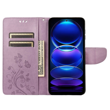 Butterfly Flower Pattern Leather Phone Case, For Xiaomi Redmi Note 12 Pro+ 5G Global