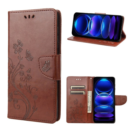 Butterfly Flower Pattern Leather Phone Case, For Xiaomi Redmi Note 12 Pro+ 5G Global