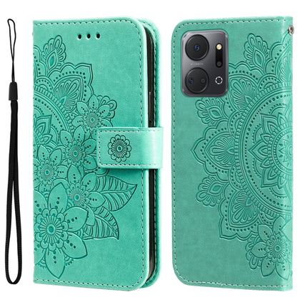 7-petal Flowers Embossing Leather Phone Case, For Honor X7a, For Honor X8a, For Honor X9a/X40 5G/Magic5 Lite, For OPPO Reno8 T 4G
