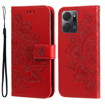 7-petal Flowers Embossing Leather Phone Case, For Honor X7a, For Honor X8a, For Honor X9a/X40 5G/Magic5 Lite, For OPPO Reno8 T 4G