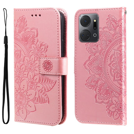7-petal Flowers Embossing Leather Phone Case, For Honor X7a, For Honor X8a, For Honor X9a/X40 5G/Magic5 Lite, For OPPO Reno8 T 4G