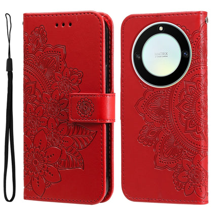 7-petal Flowers Embossing Leather Phone Case, For Honor X7a, For Honor X8a, For Honor X9a/X40 5G/Magic5 Lite, For OPPO Reno8 T 4G