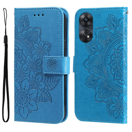 7-petal Flowers Embossing Leather Phone Case, For Honor X7a, For Honor X8a, For Honor X9a/X40 5G/Magic5 Lite, For OPPO Reno8 T 4G