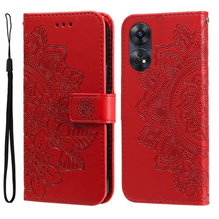 7-petal Flowers Embossing Leather Phone Case, For Honor X7a, For Honor X8a, For Honor X9a/X40 5G/Magic5 Lite, For OPPO Reno8 T 4G