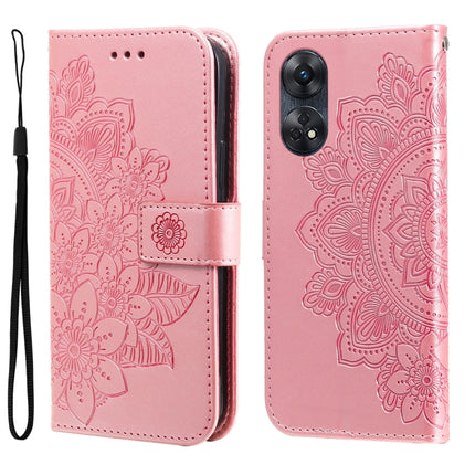 7-petal Flowers Embossing Leather Phone Case, For Honor X7a, For Honor X8a, For Honor X9a/X40 5G/Magic5 Lite, For OPPO Reno8 T 4G