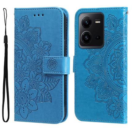 7-petal Flowers Embossing Leather Phone Case, For vivo V25 5G/V25e 4G, For vivo Y02 4G, For Xiaomi Redmi K60/K60 Pro, For Xiaomi Redmi 11A 4G/12C