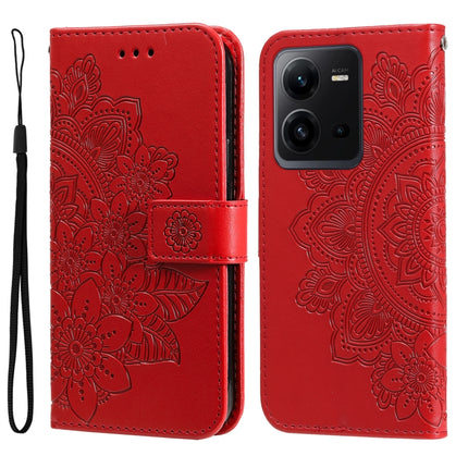 7-petal Flowers Embossing Leather Phone Case, For vivo V25 5G/V25e 4G, For vivo Y02 4G, For Xiaomi Redmi K60/K60 Pro, For Xiaomi Redmi 11A 4G/12C