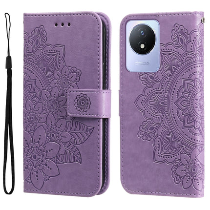7-petal Flowers Embossing Leather Phone Case, For vivo V25 5G/V25e 4G, For vivo Y02 4G, For Xiaomi Redmi K60/K60 Pro, For Xiaomi Redmi 11A 4G/12C