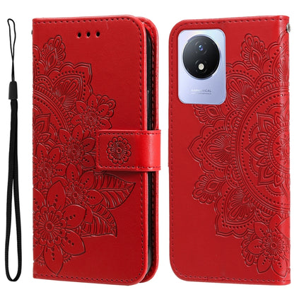 7-petal Flowers Embossing Leather Phone Case, For vivo V25 5G/V25e 4G, For vivo Y02 4G, For Xiaomi Redmi K60/K60 Pro, For Xiaomi Redmi 11A 4G/12C