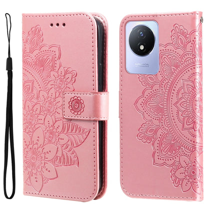 7-petal Flowers Embossing Leather Phone Case, For vivo V25 5G/V25e 4G, For vivo Y02 4G, For Xiaomi Redmi K60/K60 Pro, For Xiaomi Redmi 11A 4G/12C