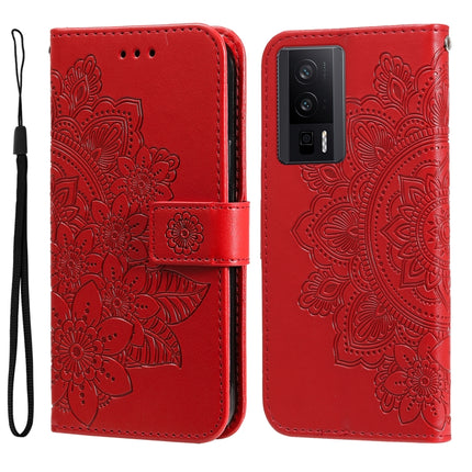 7-petal Flowers Embossing Leather Phone Case, For vivo V25 5G/V25e 4G, For vivo Y02 4G, For Xiaomi Redmi K60/K60 Pro, For Xiaomi Redmi 11A 4G/12C
