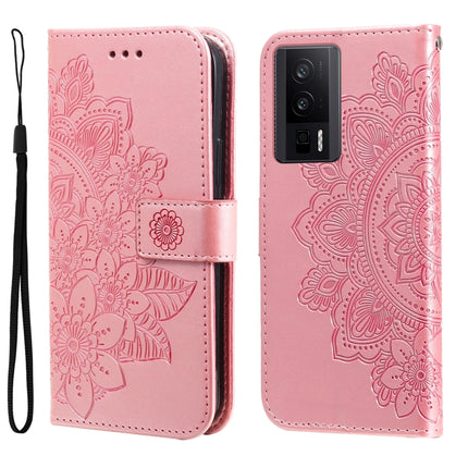 7-petal Flowers Embossing Leather Phone Case, For vivo V25 5G/V25e 4G, For vivo Y02 4G, For Xiaomi Redmi K60/K60 Pro, For Xiaomi Redmi 11A 4G/12C