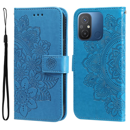 7-petal Flowers Embossing Leather Phone Case, For vivo V25 5G/V25e 4G, For vivo Y02 4G, For Xiaomi Redmi K60/K60 Pro, For Xiaomi Redmi 11A 4G/12C