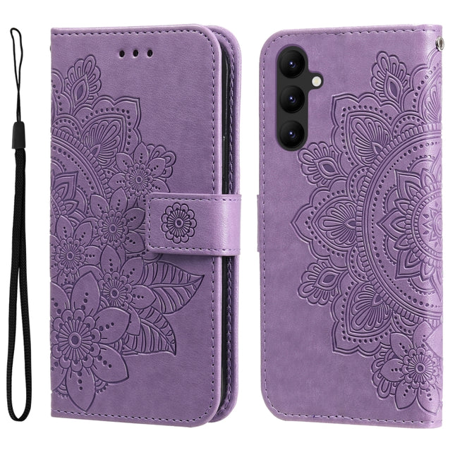 7-petal Flowers Embossing Leather Phone Case, For Samsung Galaxy A24 4G